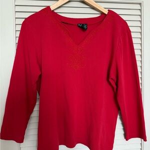 Rafaella Vibrant Red Embroidered Top